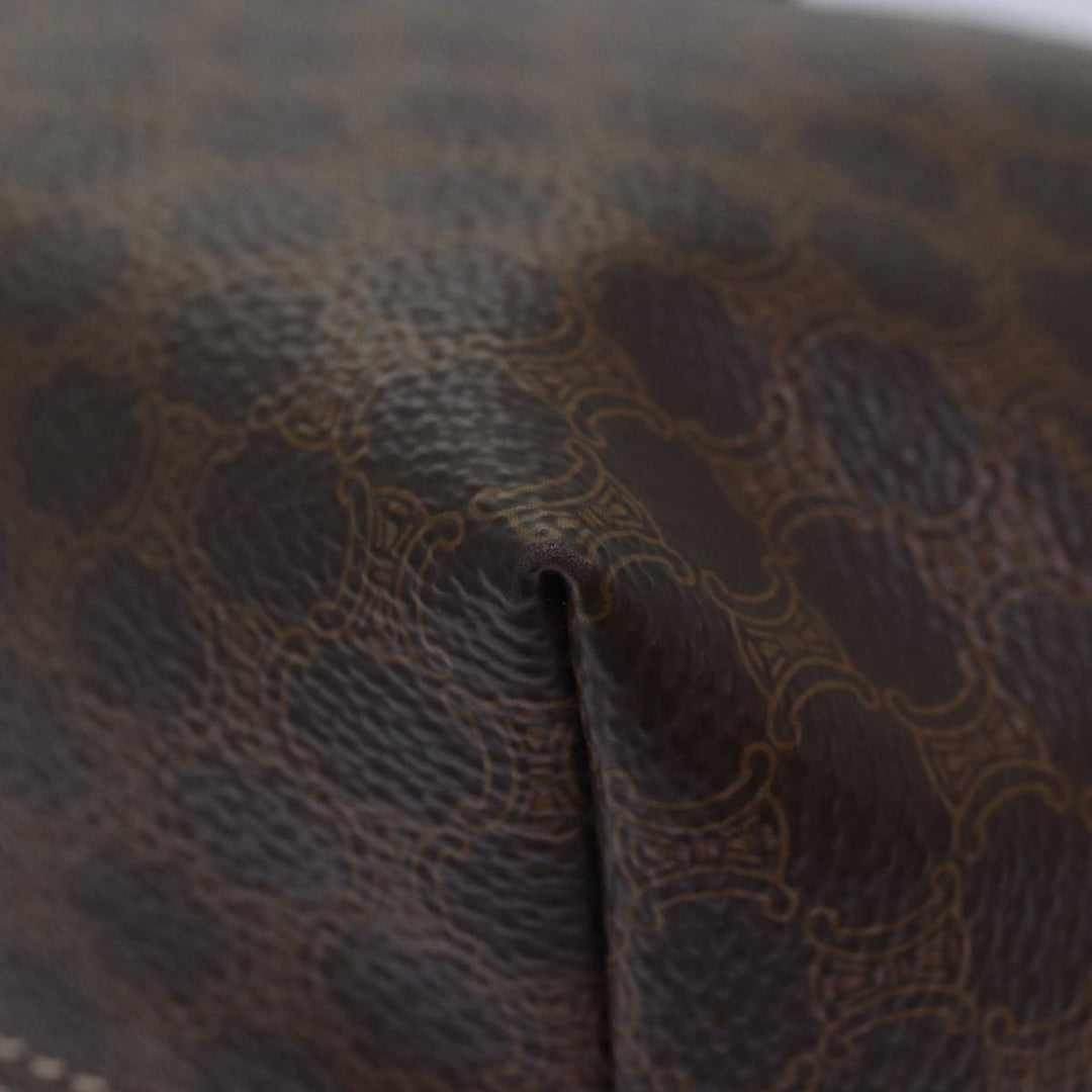 Celine Macadam Canvas Hand Bag PVC Leather Brown Gold Auth 87145A