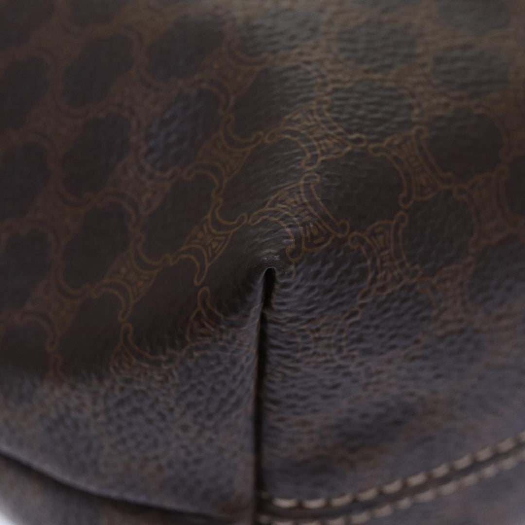 Celine Macadam Canvas Hand Bag PVC Leather Brown Gold Auth 87145A