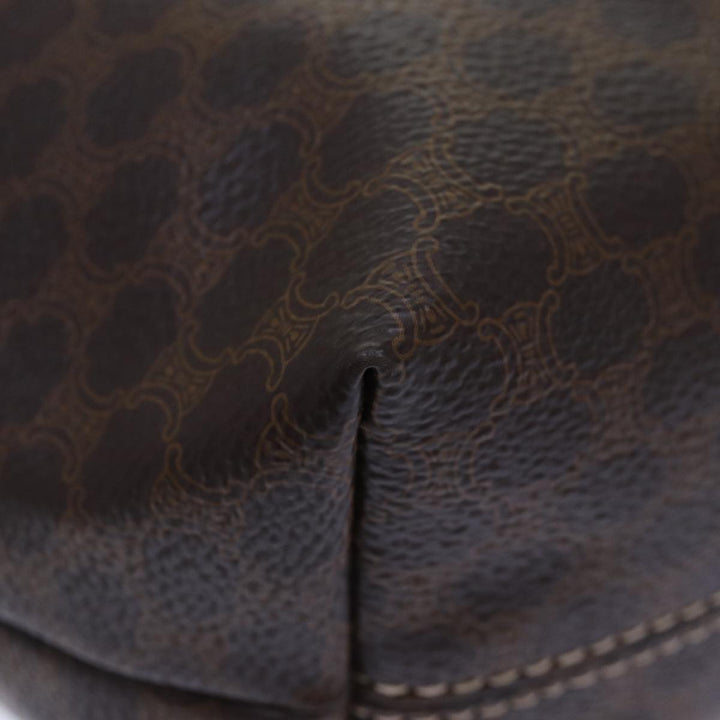 Celine Macadam Canvas Hand Bag PVC Leather Brown Gold Auth 87145A