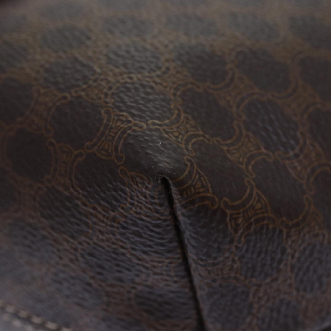 Celine Macadam Canvas Hand Bag PVC Leather Brown Gold Auth 87145A