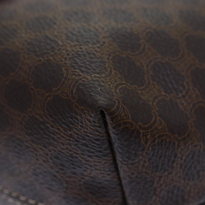Celine Macadam Canvas Hand Bag PVC Leather Brown Gold Auth 87145A