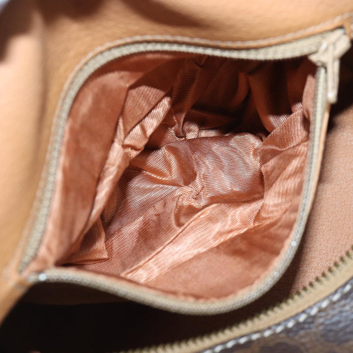 Top Quality Celine Macadam Canvas Hand Bag PVC Leather Brown Gold Auth 87145A