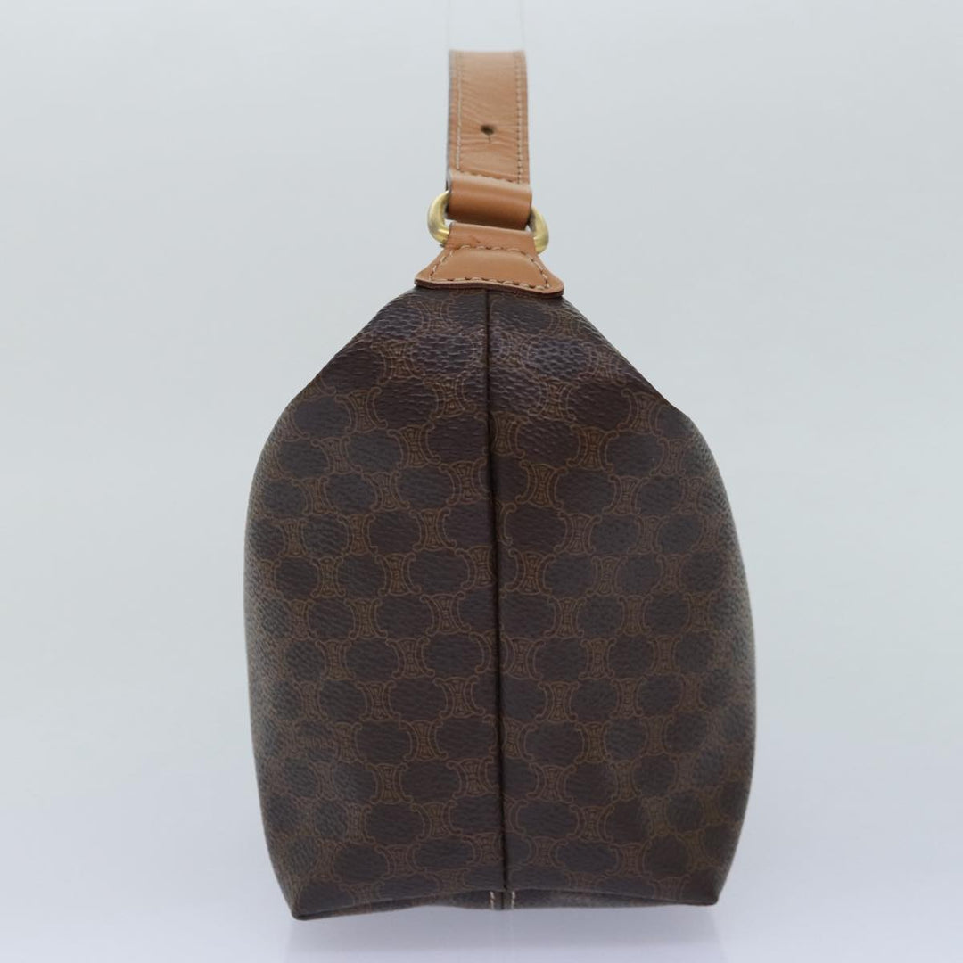 Celine Macadam Canvas Hand Bag PVC Leather Brown Gold Auth 87145A