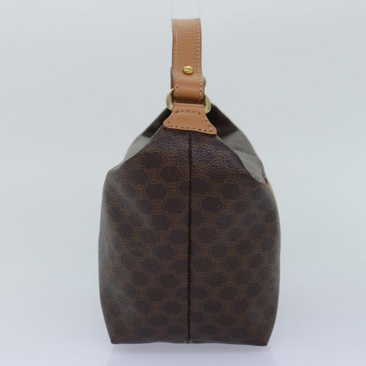 Celine Macadam Canvas Hand Bag PVC Leather Brown Gold Auth 87145A