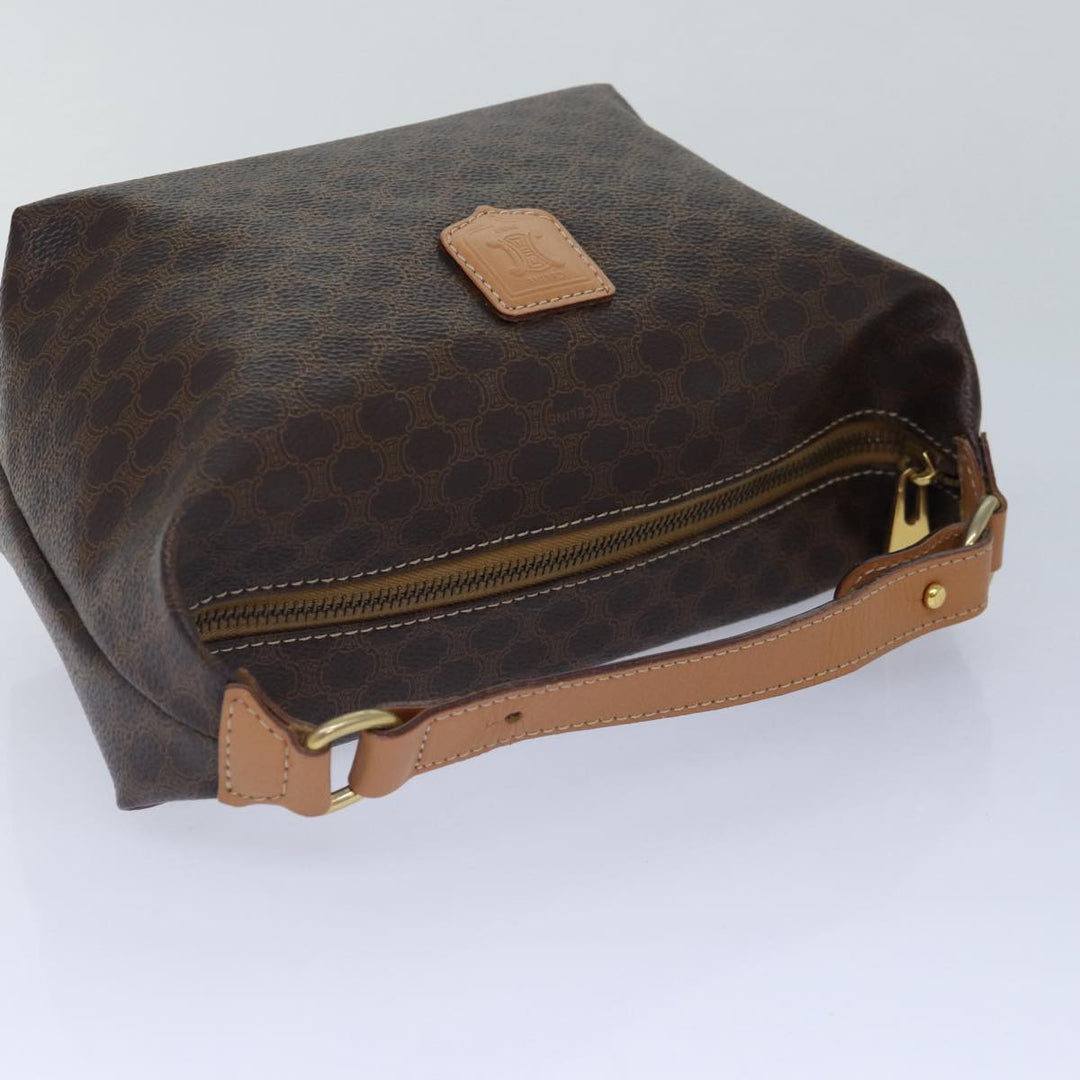 Celine Macadam Canvas Hand Bag PVC Leather Brown Gold Auth 87145A
