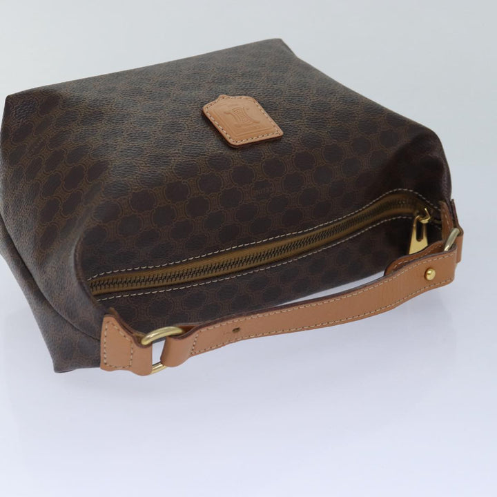 Celine Macadam Canvas Hand Bag PVC Leather Brown Gold Auth 87145A