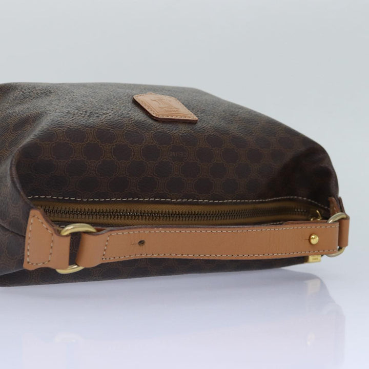 Celine Macadam Canvas Hand Bag PVC Leather Brown Gold Auth 87145A