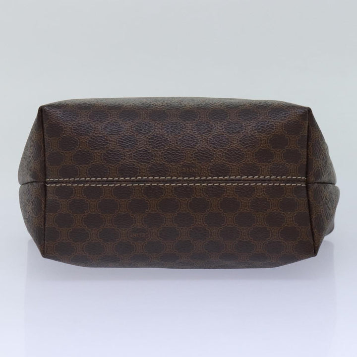 Celine Macadam Canvas Hand Bag PVC Leather Brown Gold Auth 87145A