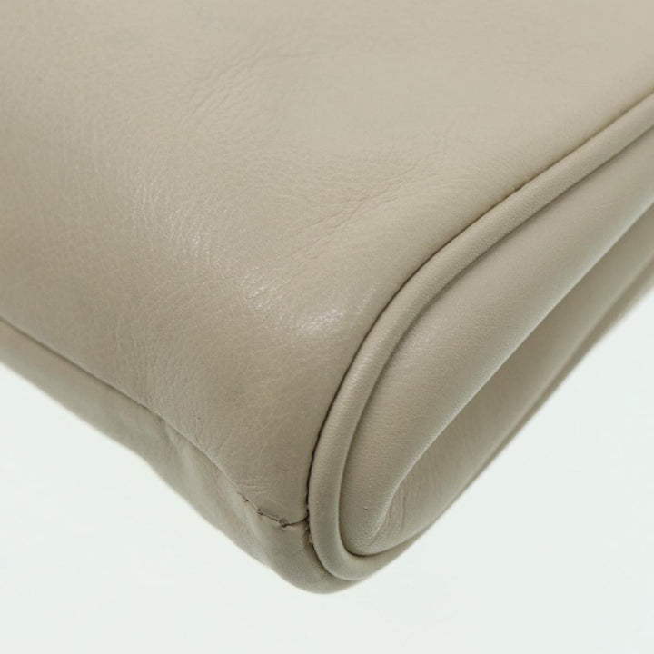 Celine Shoulder Bag Leather Cream Gold Auth 87192