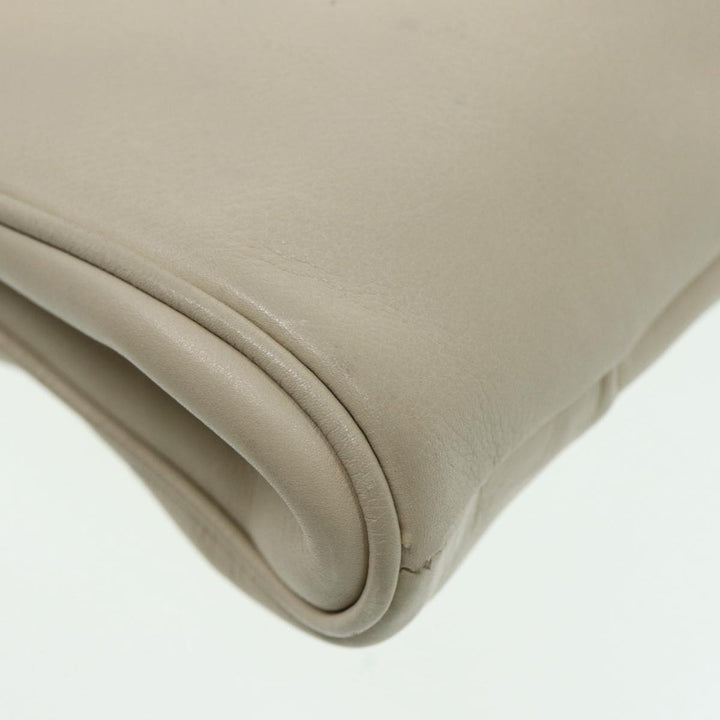 Celine Shoulder Bag Leather Cream Gold Auth 87192