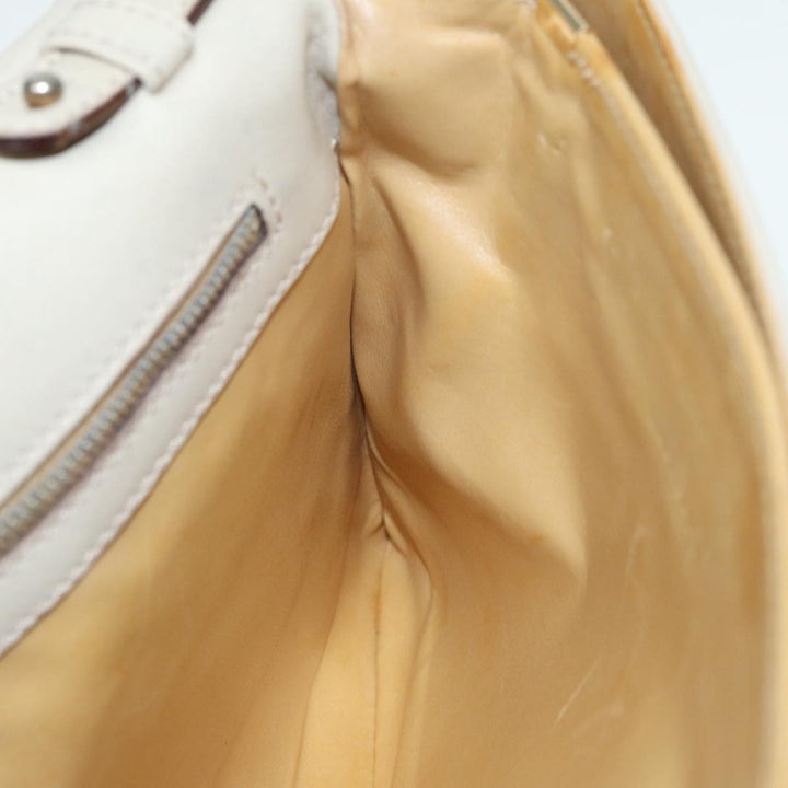Celine Shoulder Bag Leather Cream Gold Auth 87192