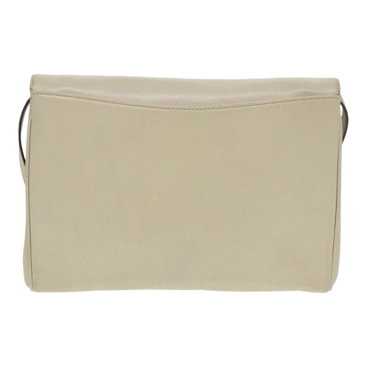 Celine Shoulder Bag Leather Cream Gold Auth 87192