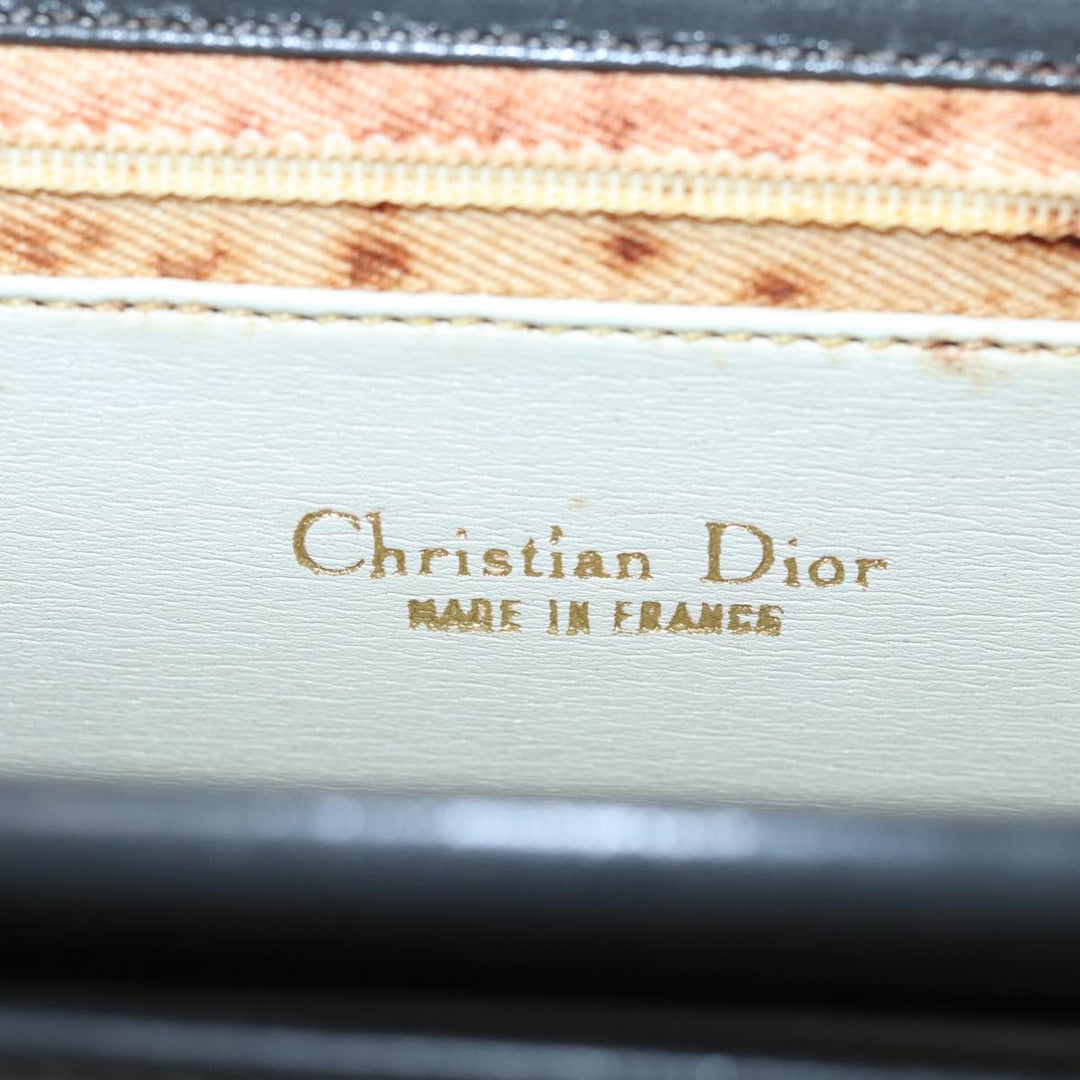CHRISTIAN Top quality Dior Shoulder Bag Leather Gray Gold Auth 87198