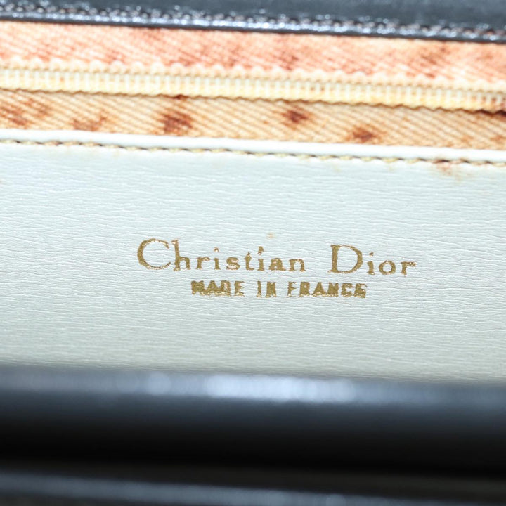 CHRISTIAN Top quality Dior Shoulder Bag Leather Gray Gold Auth 87198