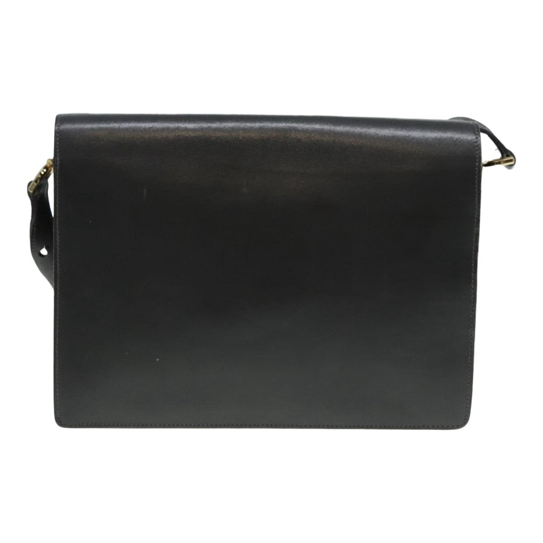CHRISTIAN Top quality Dior Shoulder Bag Leather Gray Gold Auth 87198