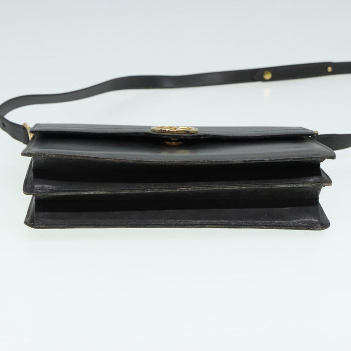 CHRISTIAN Top quality Dior Shoulder Bag Leather Gray Gold Auth 87198