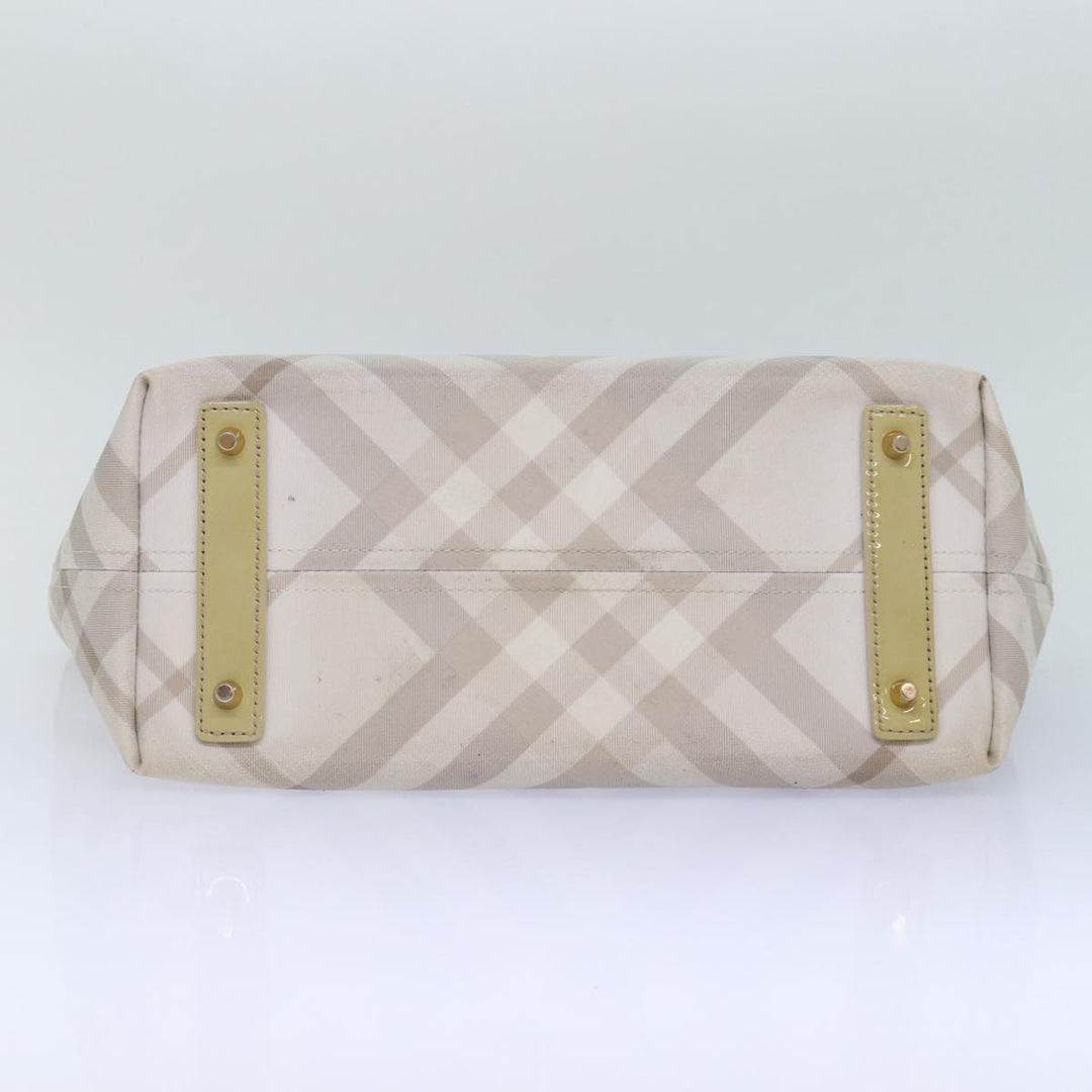 Burberry Nova Check Tote Bag PVC White Silver Auth 87223