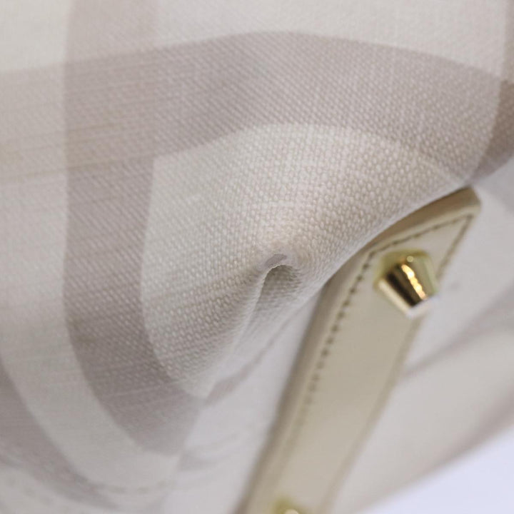 Burberry Nova Check Tote Bag PVC White Silver Auth 87223
