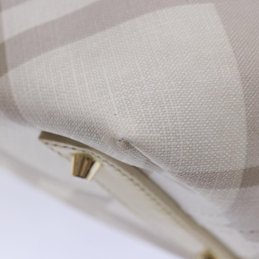 Burberry Nova Check Tote Bag PVC White Silver Auth 87223