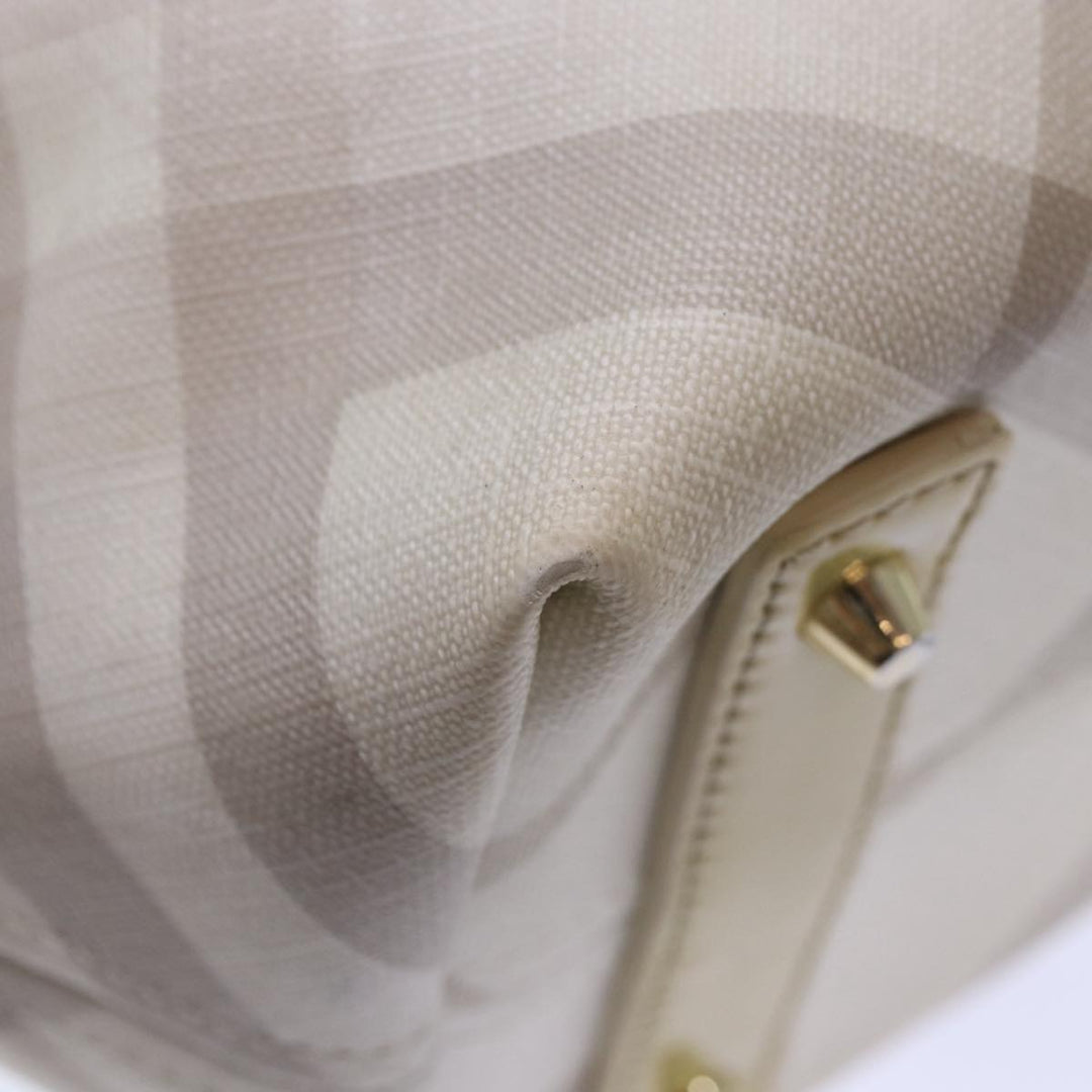Burberry Nova Check Tote Bag PVC White Silver Auth 87223