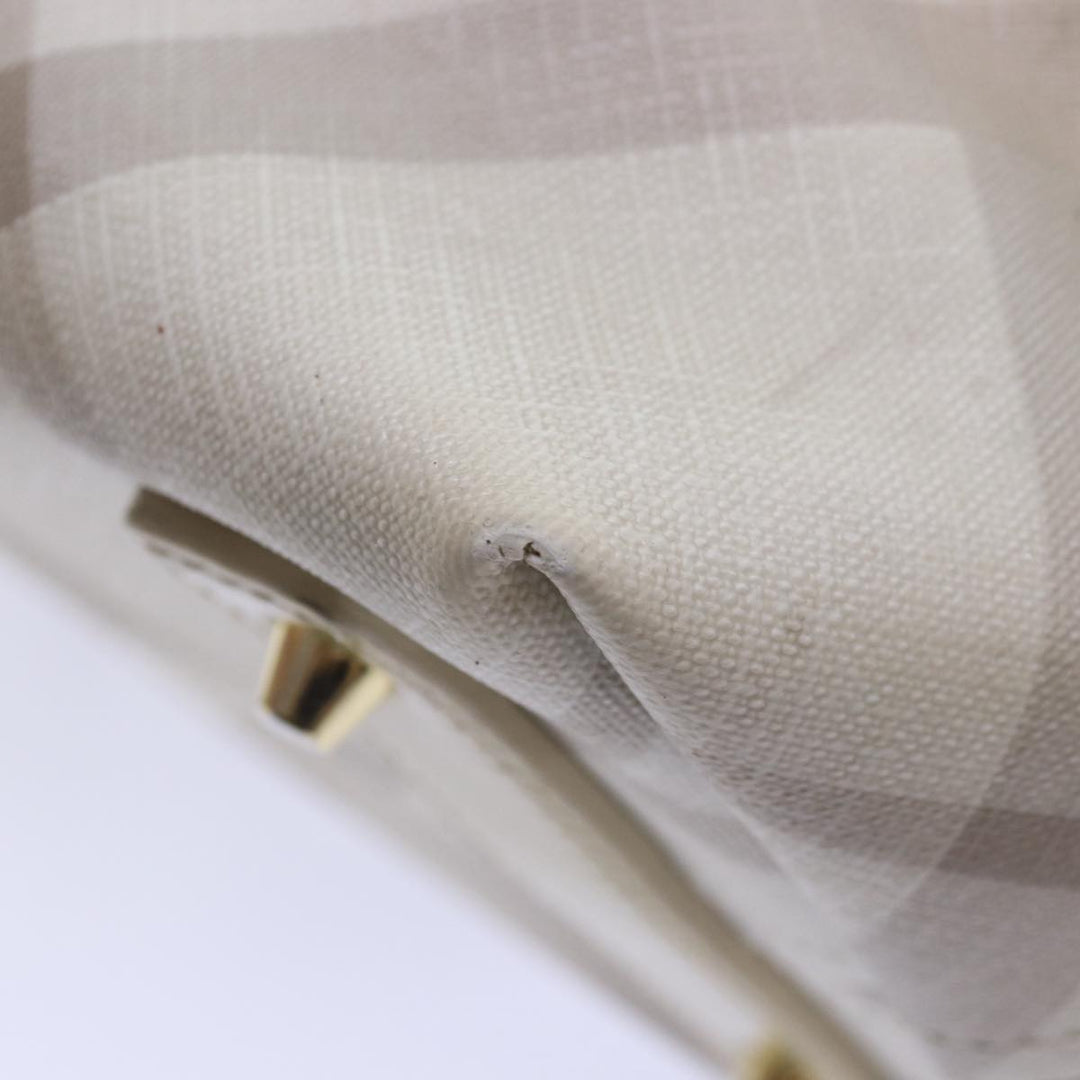 Burberry Nova Check Tote Bag PVC White Silver Auth 87223