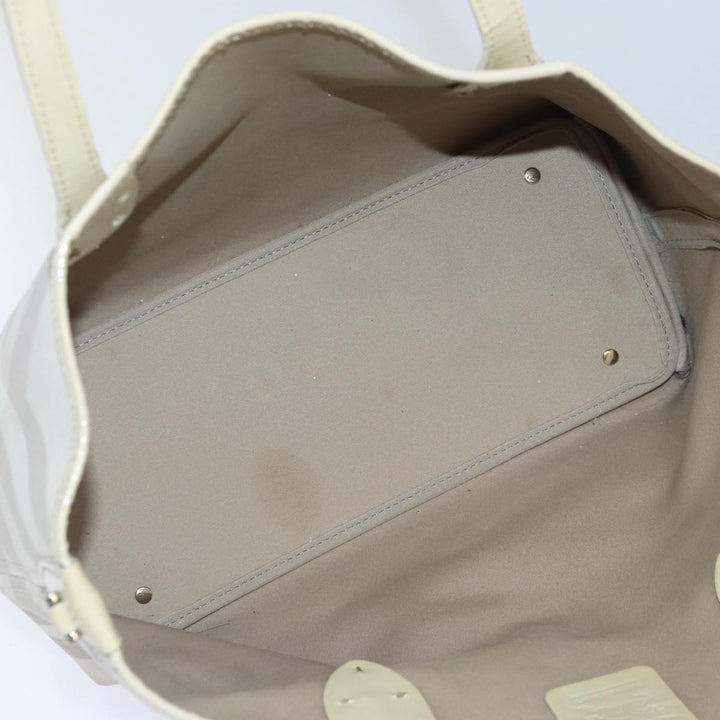 Burberry Nova Check Tote Bag PVC White Silver Auth 87223