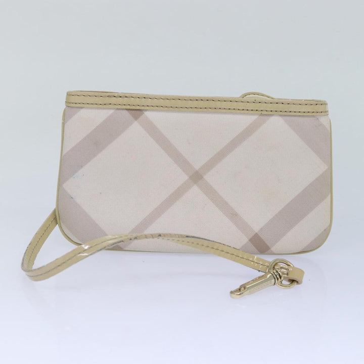 Burberry Nova Check Tote Bag PVC White Silver Auth 87223