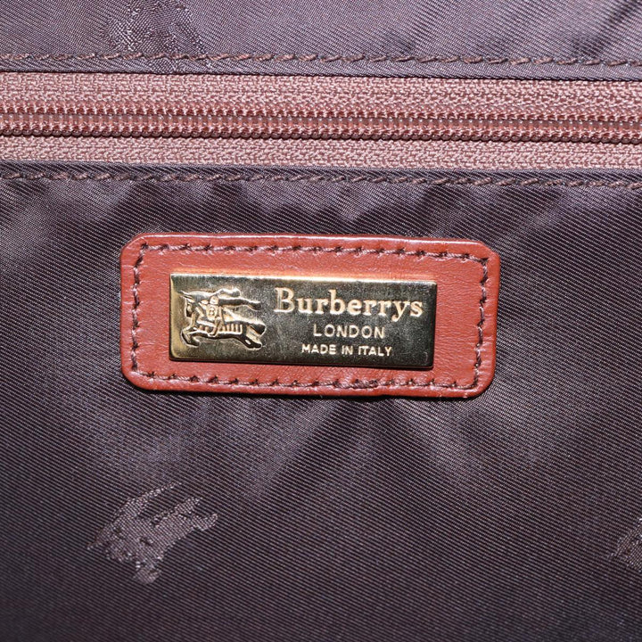 BurberrySs Nova Check Hand Bag PVC 2way Green Gold Auth 87235