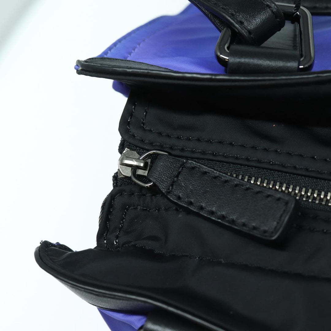 Burberry Tote Bag Nylon Leather Purple Black Silver Auth 87283