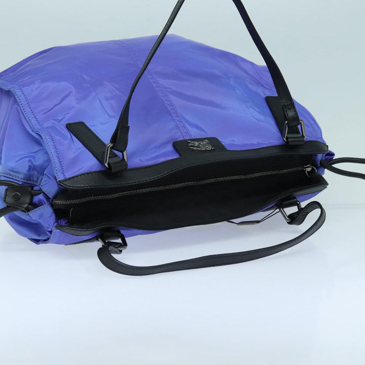 Burberry Tote Bag Nylon Leather Purple Black Silver Auth 87283