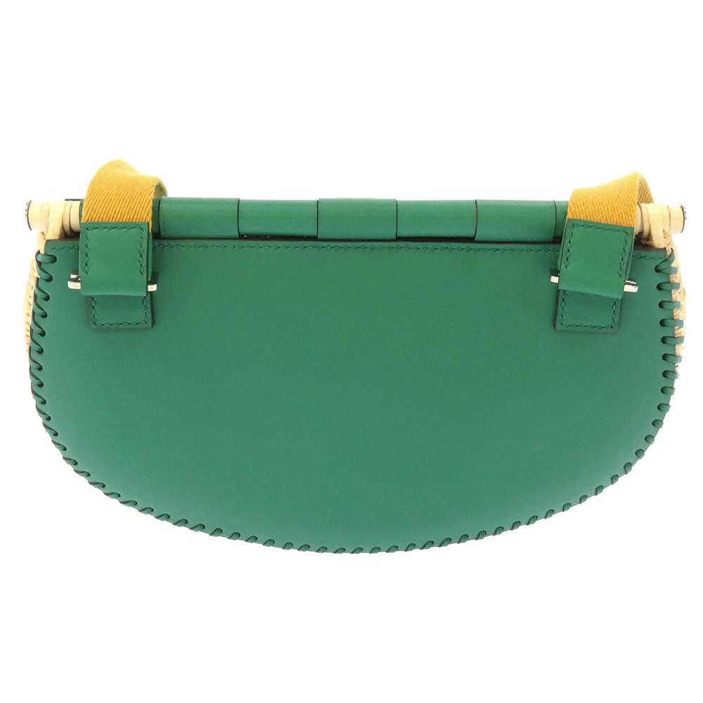 Hermes fishing basket VertVeron/Natural Swift Leather Straw