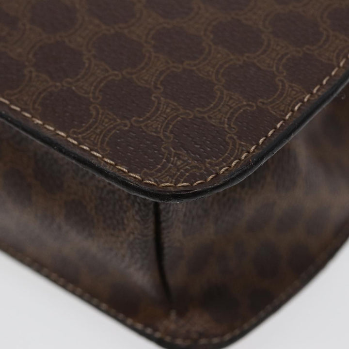 Celine Macadam Canvas Hand Bag PVC Leather Brown Gold Auth 87429