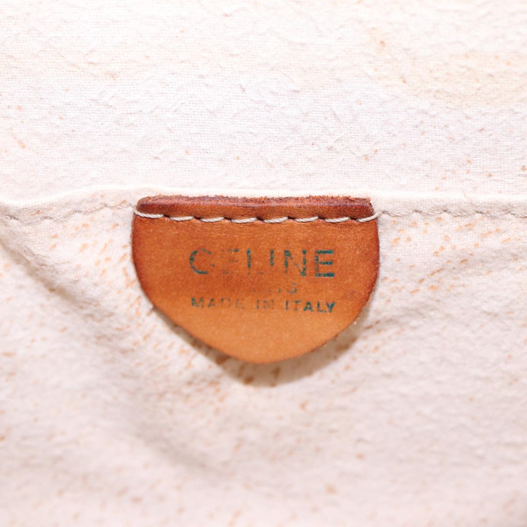 Celine Macadam Canvas Hand Bag PVC Leather Brown Gold Auth 87429