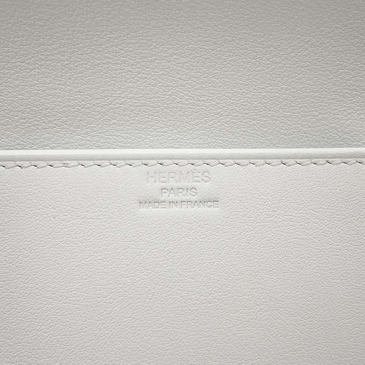 HERMES Birkin Shadow Clutch Bag New White Swift Leather