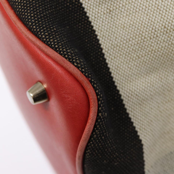 Burberry Nova Check Shoulder Bag Canvas Beige Red Silver Auth 87631