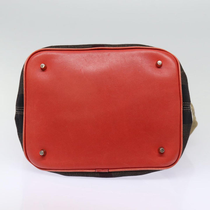Burberry Nova Check Shoulder Bag Canvas Beige Red Silver Auth 87631