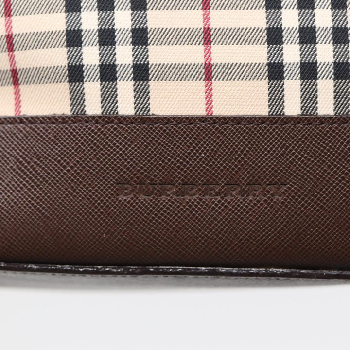 Burberry Nova Check Tote Bag Canvas Beige Brown Silver Auth 87632