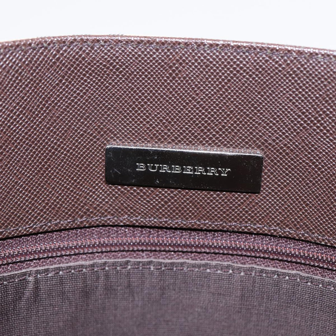 Burberry Nova Check Tote Bag Canvas Beige Brown Silver Auth 87632