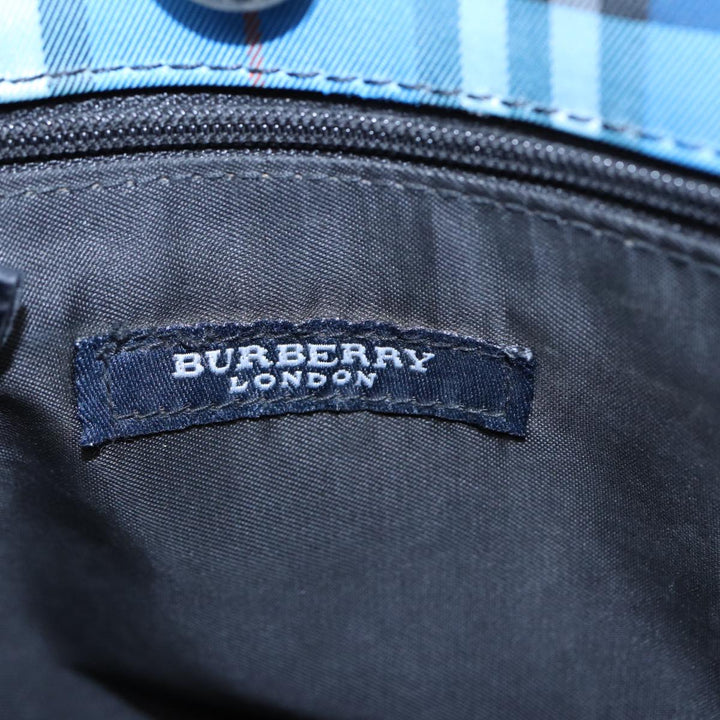 Burberry Nova Check Tote Bag Nylon Blue Silver Auth 87633