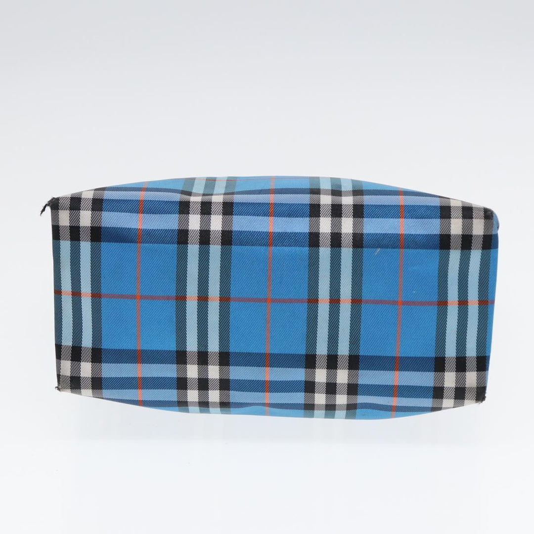 Burberry Nova Check Tote Bag Nylon Blue Silver Auth 87633