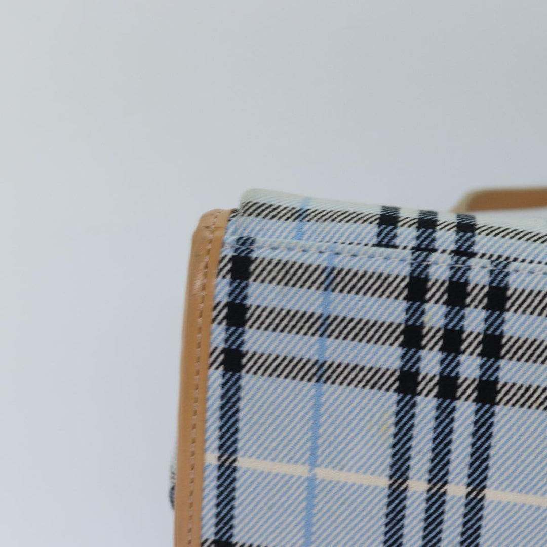 Burberry Nova Check Blue Label Hand Bag Canvas Light Blue Beige Auth 87639