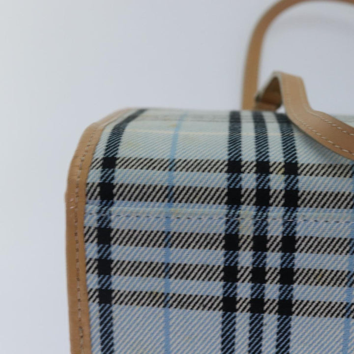 Burberry Nova Check Blue Label Hand Bag Canvas Light Blue Beige Auth 87639