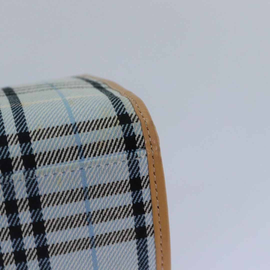Burberry Nova Check Blue Label Hand Bag Canvas Light Blue Beige Auth 87639