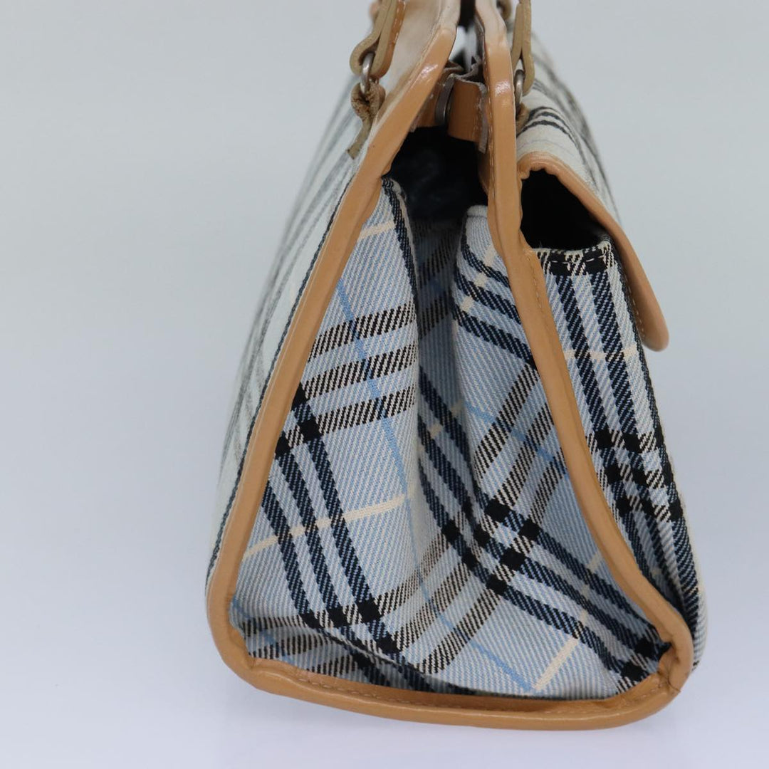 Burberry Nova Check Blue Label Hand Bag Canvas Light Blue Beige Auth 87639