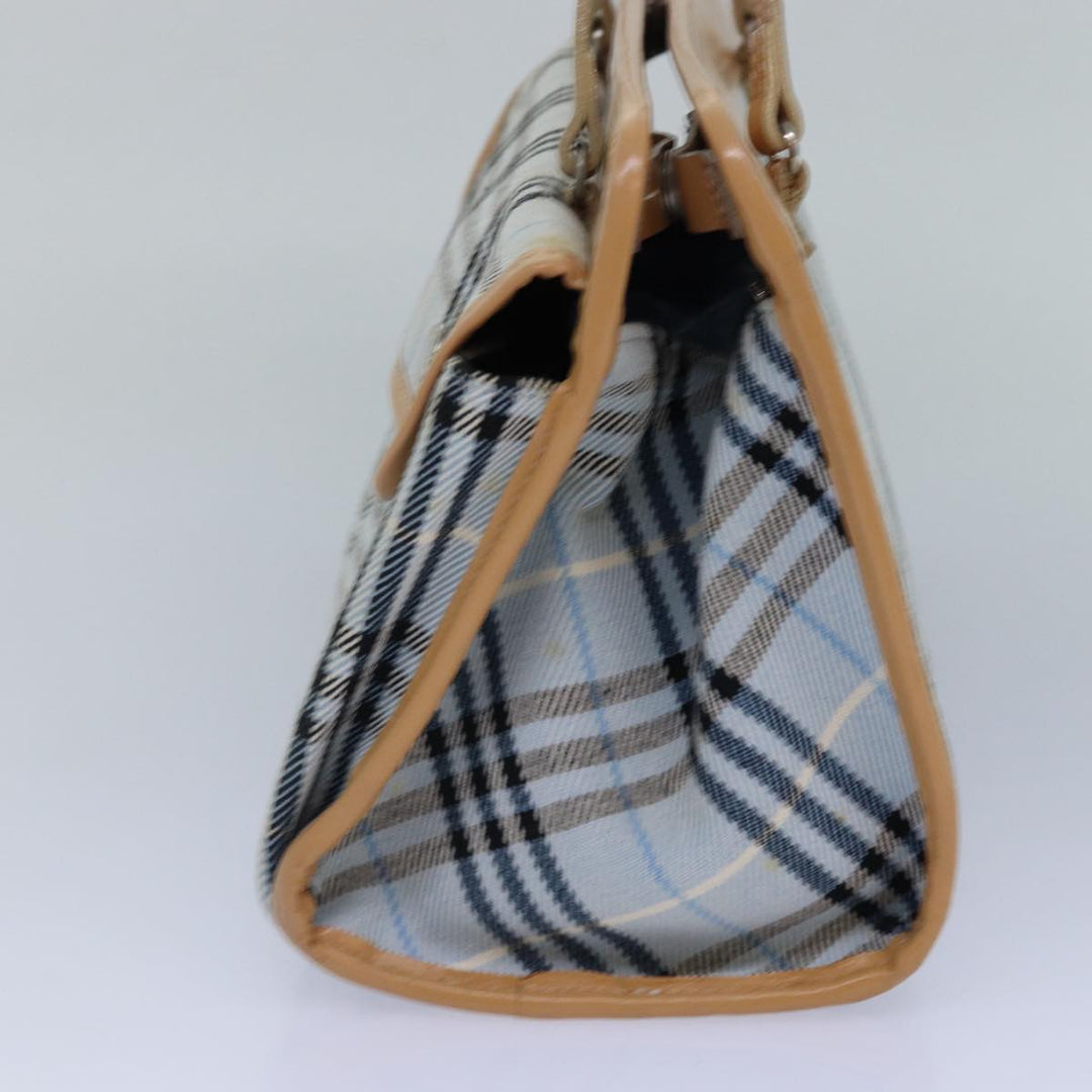 Burberry Nova Check Blue Label Hand Bag Canvas Light Blue Beige Auth 87639
