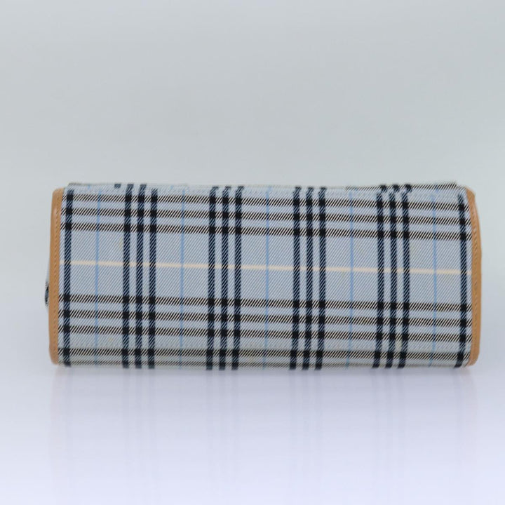 Burberry Nova Check Blue Label Hand Bag Canvas Light Blue Beige Auth 87639
