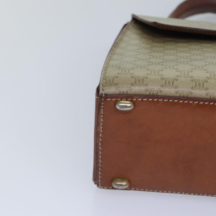 Celine Macadam Canvas Hand Bag PVC Leather Beige Auth 87640