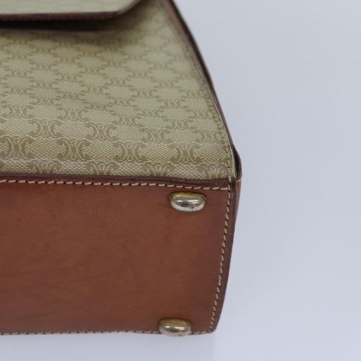 Celine Macadam Canvas Hand Bag PVC Leather Beige Auth 87640