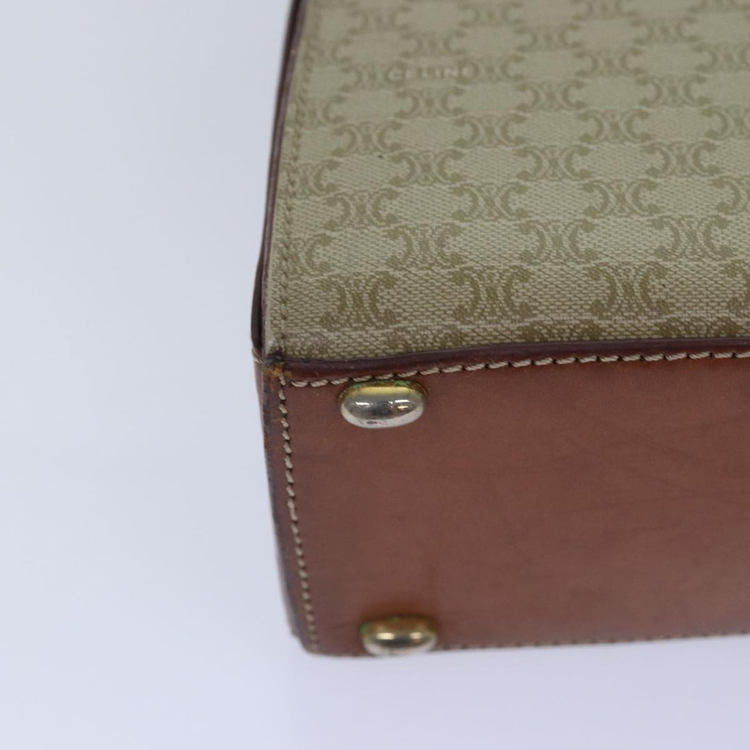 Celine Macadam Canvas Hand Bag PVC Leather Beige Auth 87640