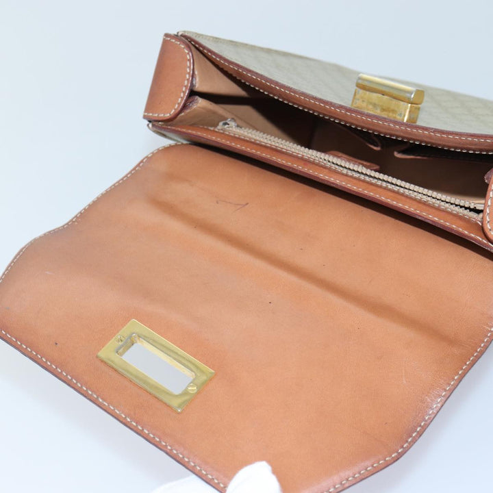 Celine Macadam Canvas Hand Bag PVC Leather Beige Auth 87640